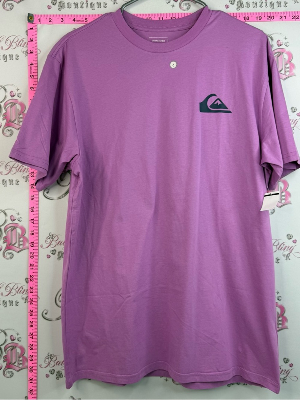 Quiksilver T-shirt purple black logo Short Sleeve Logo Tee - Lavender NEW